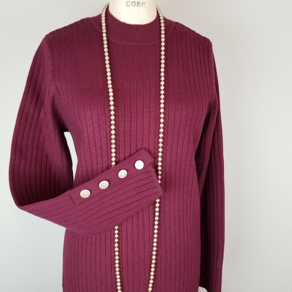Apricot Burgundy Wine Long Sleeve Knit Sweater Midi Dress Size 10 NEW w/Tags - Picture 4 of 10